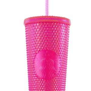 Pink studded holiday Starbucks cup